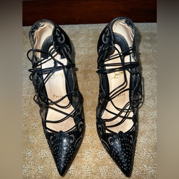 Christian Louboutin Impera Shoes Black Size 38 1/2 - Picture 1 of 8